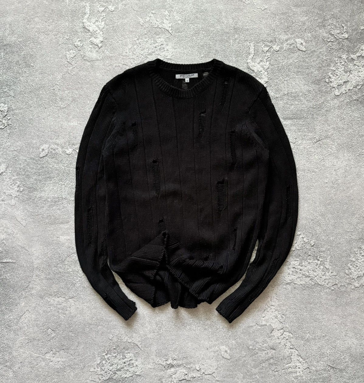 Japanese Brand Poolman S black vintage distressed sweater jumper knitwear Size US S / EU 44-46 / 1 - 1 Thumbnail