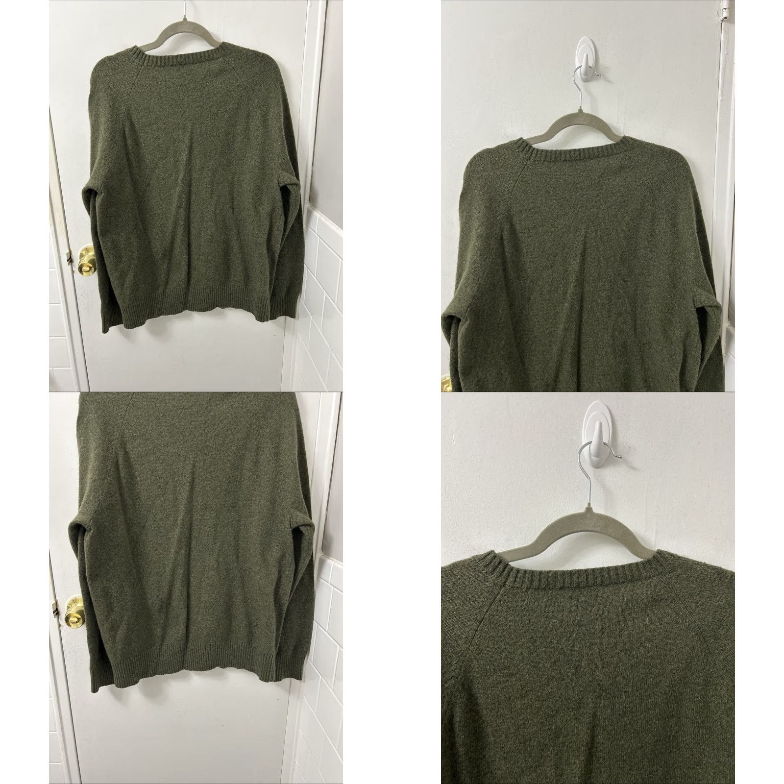 Olive VINTAGE J Crew Sweater Mens L Olive Green Raglan L/S Crewneck Pullover Knit Wool Blend All Seasons Men Size US L / EU 52-54 / 3 - 8 Thumbnail