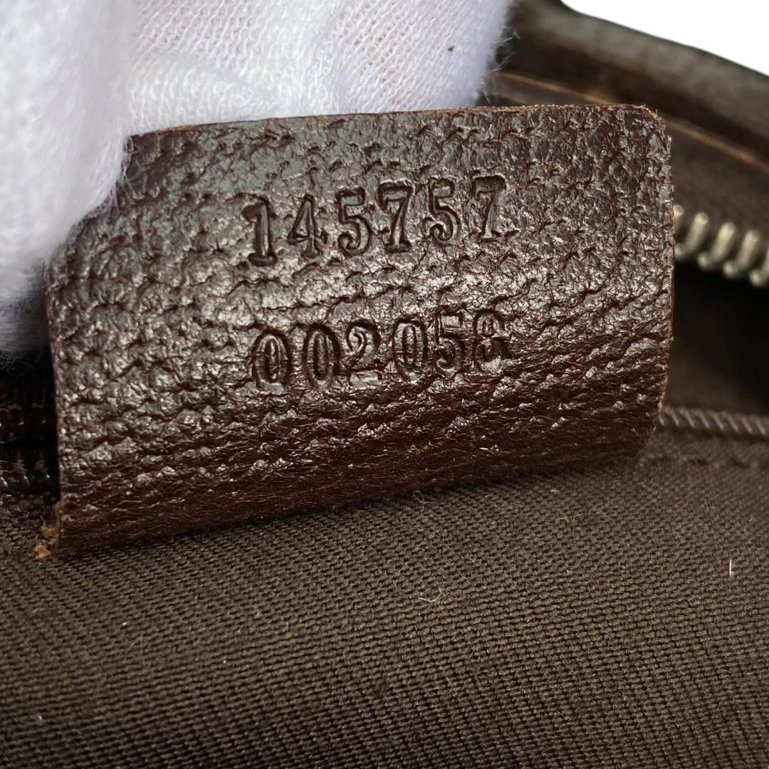 Gucci Gucci - Hobo Handbag Shoulder Bag Monogram Brown Leather GG Size ONE SIZE - 12 Thumbnail