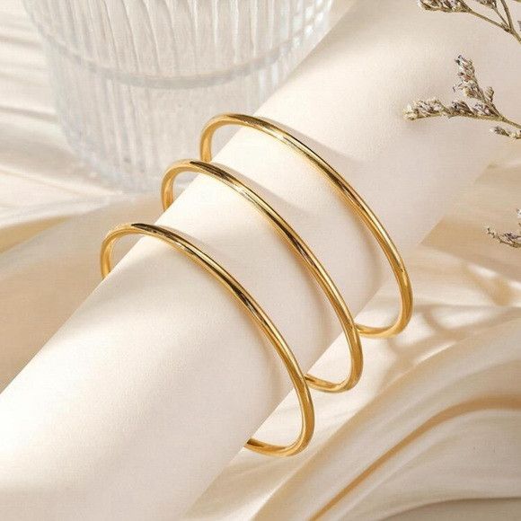 The Unbranded Brand Women 3Pcs/Set Stainless Steel Solid Bangle Size ONE SIZE - 1 Thumbnail