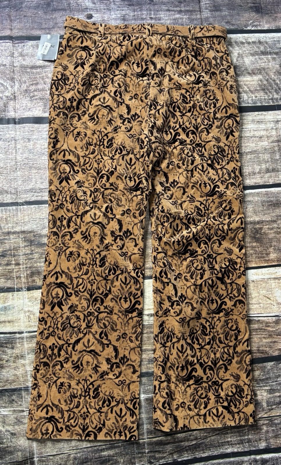 Alfani Alfani Pants Women's 16 Corduroy Abstract Tan Belted $89 Size 38" / US 16 / IT 52 - 6 Thumbnail