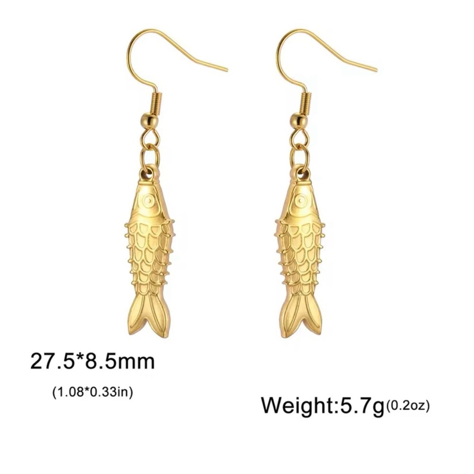 Other 18k Gold Plated Fish Stud Earrings for Women Size ONE SIZE - 3 Thumbnail