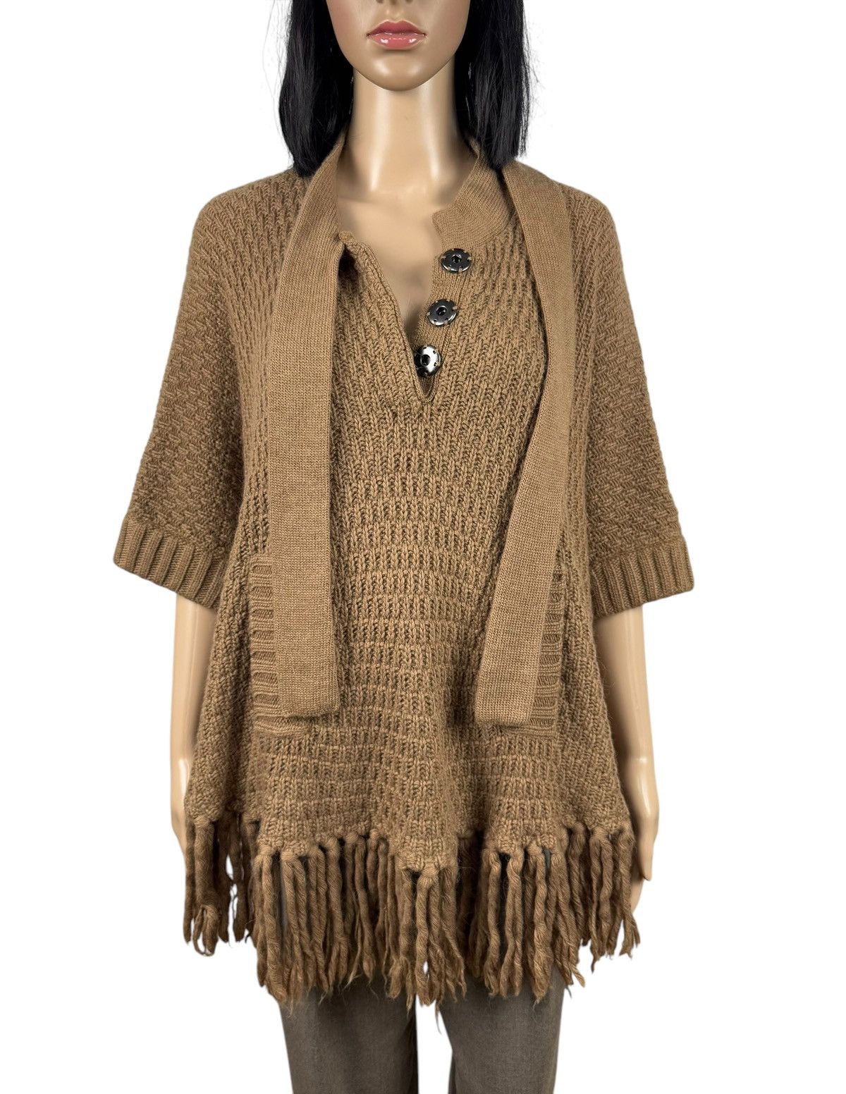 Designer Manoush Fringed Knit Ponco Jacket size M Size M / US 6-8 / IT 42-44 - 9 Thumbnail