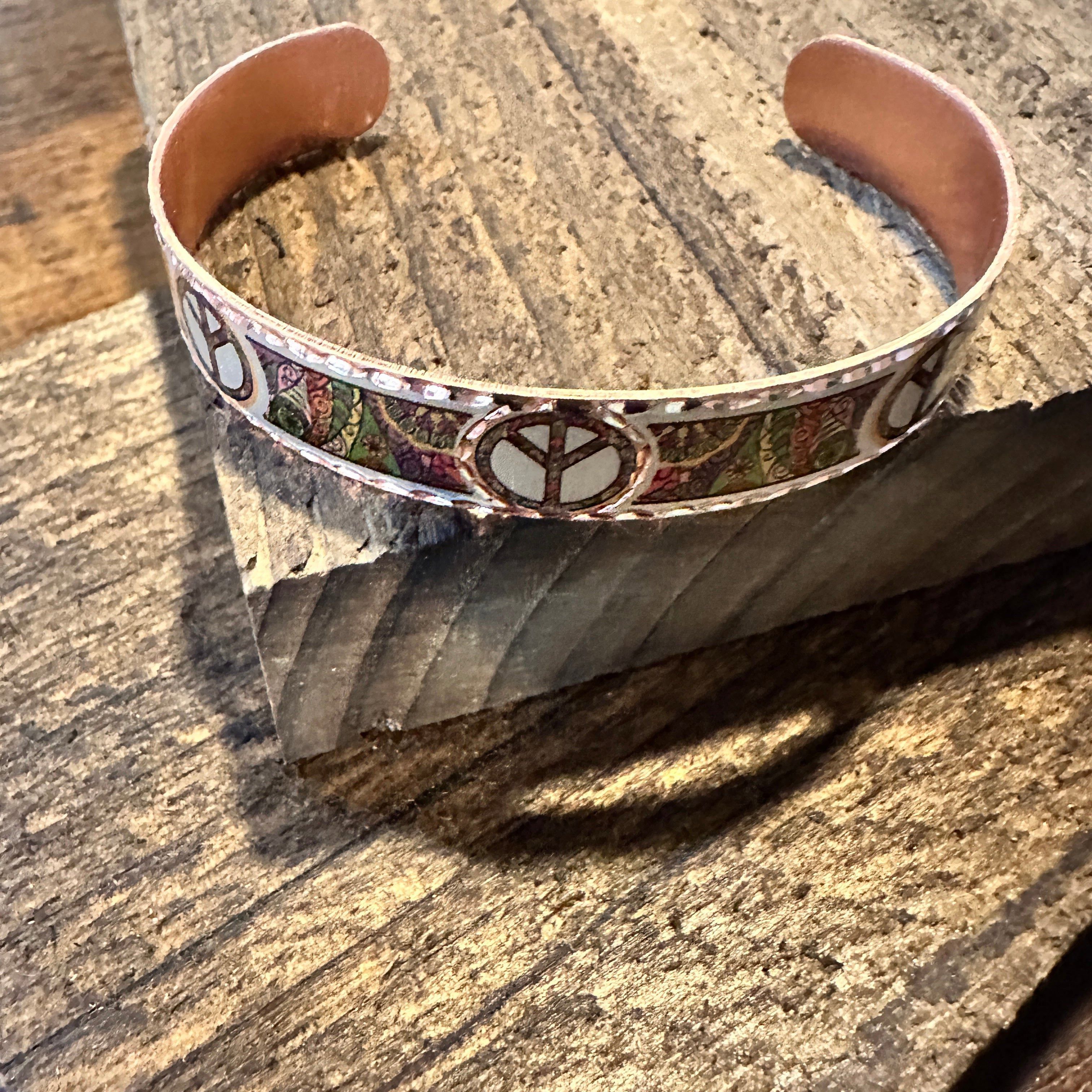 Other Handmade Boho Copper Narrow Cuff Bracelet, Diamond Cut Hippi Size ONE SIZE - 4 Thumbnail