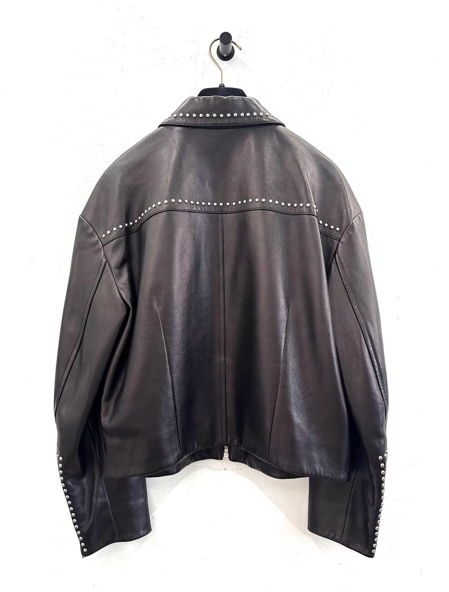 Miu Miu MIU MIU Black Leather Red Star Crystal Logo Jacket Size S / US 4 / IT 40 - 3 Thumbnail