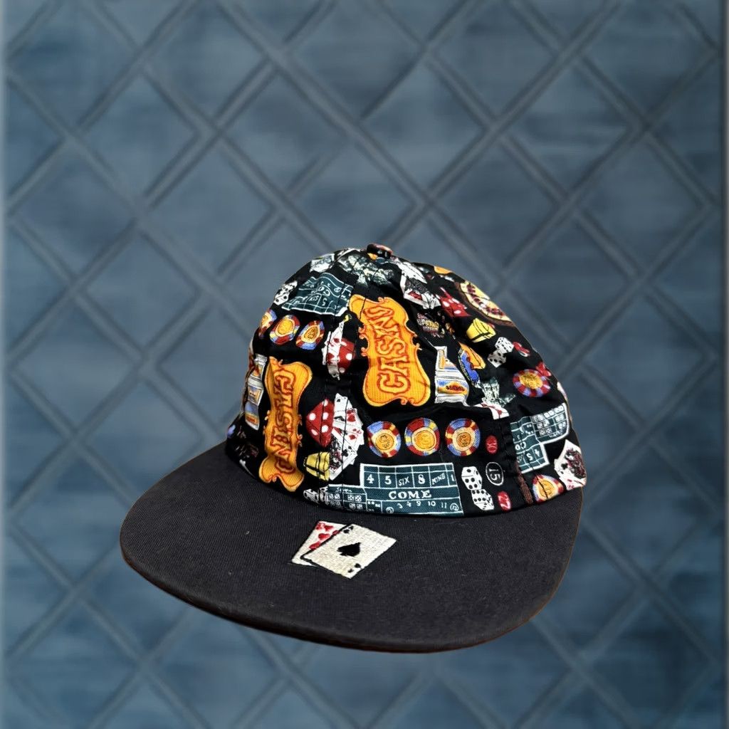 Vintage VINTAGE HaT Black Adjustable Casino AOP Strapback Hat Mens Size ONE SIZE - 1 Thumbnail