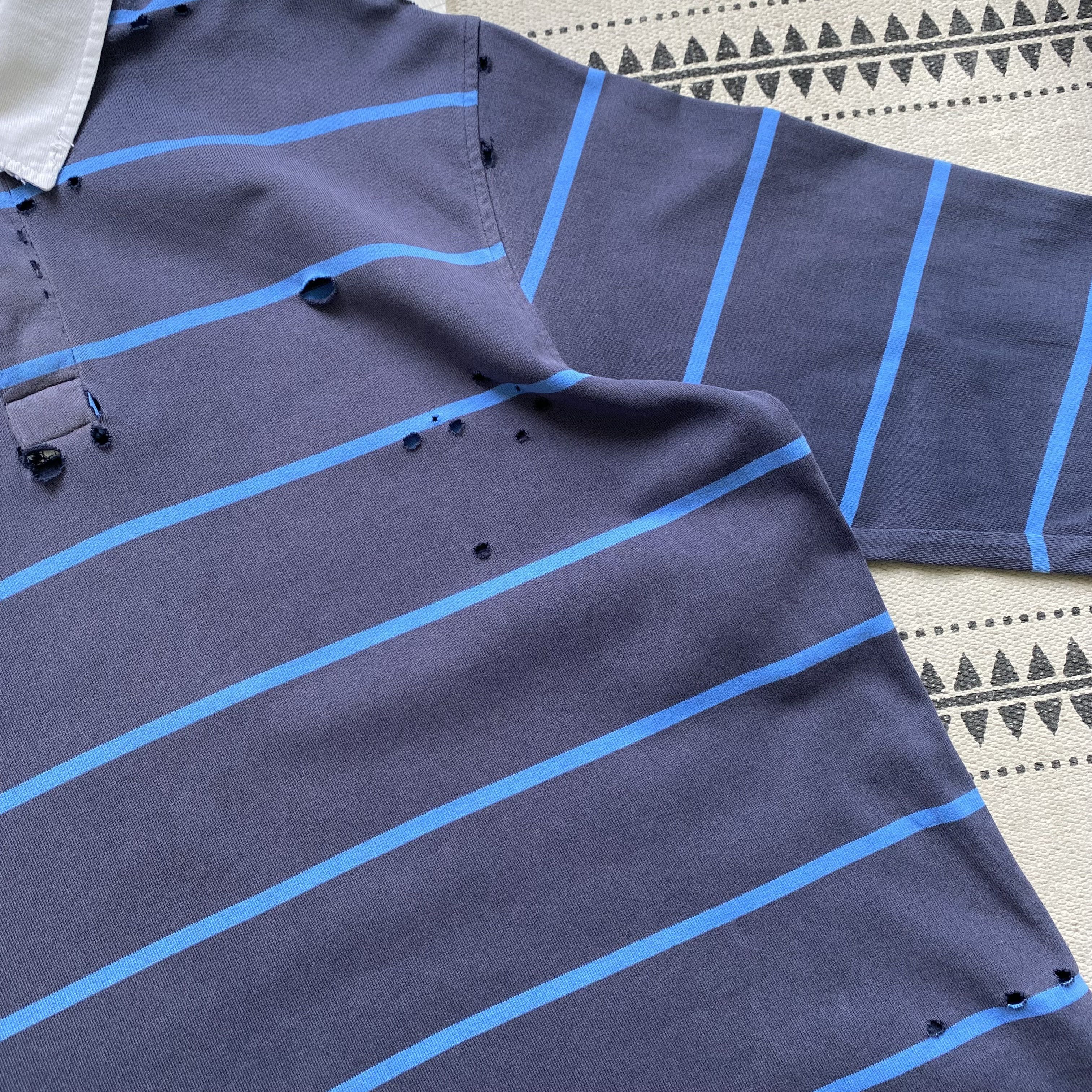 Polo Ralph Lauren ☠️ Vintage Thrashed Ralph Lauren style stripped rugby shirt Size US XL / EU 56 / 4 - 6 Thumbnail