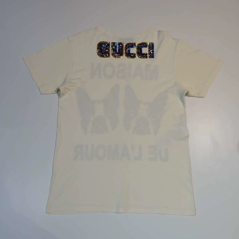 Gucci Gucci Beige printed letter short sleeves 2503-Nextarrow Size US M / EU 48-50 / 2 - 2 Thumbnail