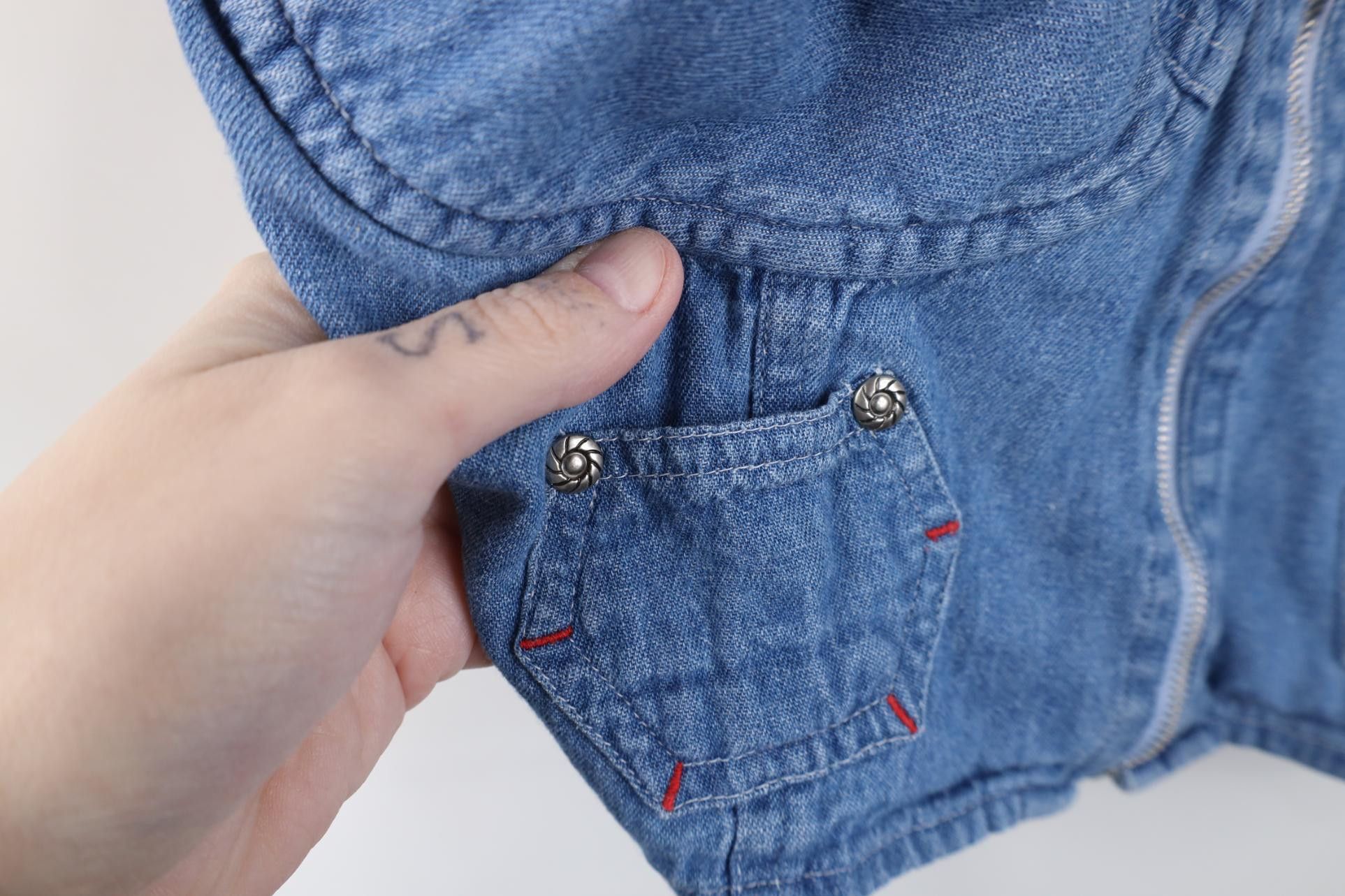 Vintage Vintage 90s Y2K Babydoll Front Zip Denim Jean Bra Shirt Blue Size L / US 10 / IT 46 - 5 Thumbnail