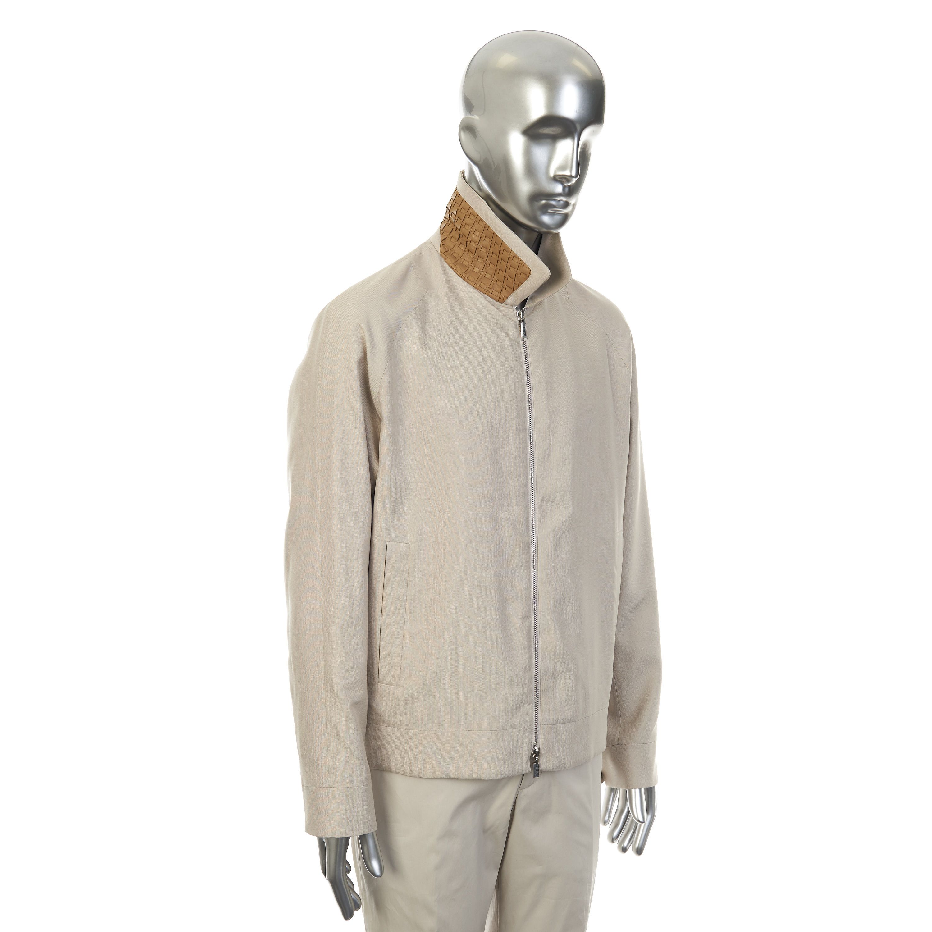 Zilli Blond Silk Bomber Jacket with Woven Leather Collar Size US M / EU 48-50 / 2 - 9 Thumbnail