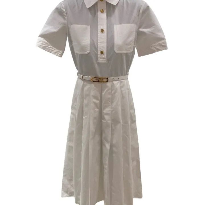 Gucci Gucci White Half Button Pleated Dress Size US 36 / EU 52 - 1 Thumbnail