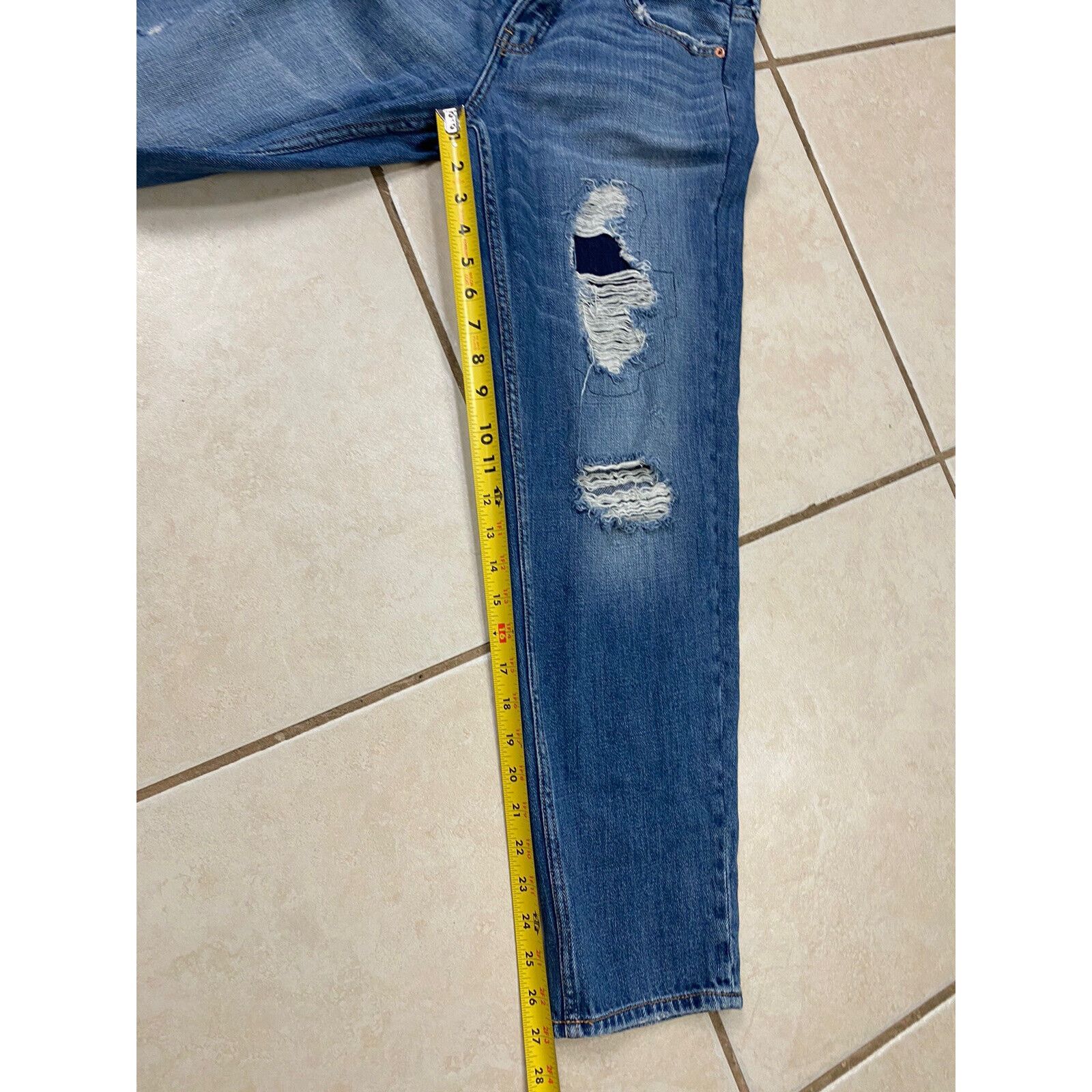 Abercrombie & Fitch Abercrombie & Fitch Boyfriend Jeans Blue Denim Distressed Size 27" / US 4 / IT 40 - 7 Thumbnail