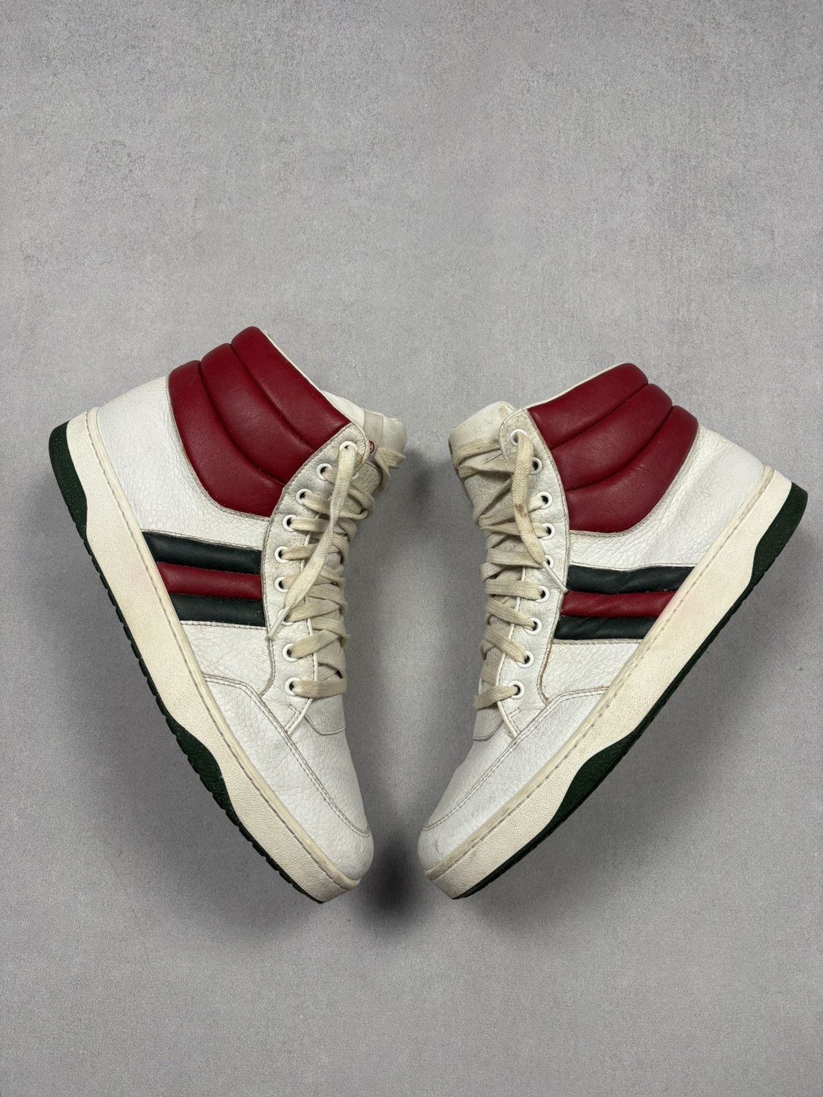 Gucci Gucci Praga Karibu Leather High Top Sneakers Web Stripe 28.5 Size US 11 / EU 44 - 1 Thumbnail