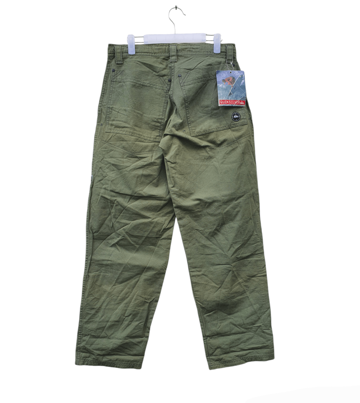 Quiksilver × Vintage 🔥 Vintage 90s QUIKSILVER Olive Green Sun Faded Pants Size US 34 / EU 50 - 1 Thumbnail