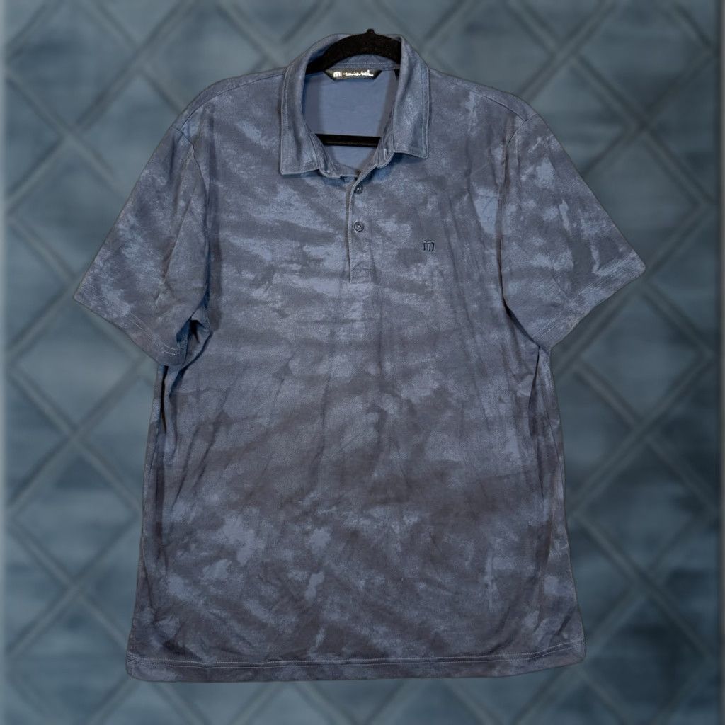 TravisMathew Travis Mathew Shirt Mens Large Blue Camouflage Performance Stretch Golf Polo L Size US L / EU 52-54 / 3 - 1 Thumbnail