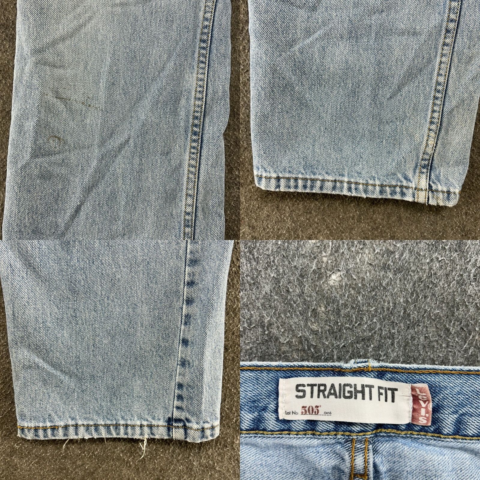 Levi's Levi's 505 Jeans Regular Fit Straight Leg Light Wash Distressed 33x30 Men Blue Denim N/A Size US 33 - 8 Thumbnail