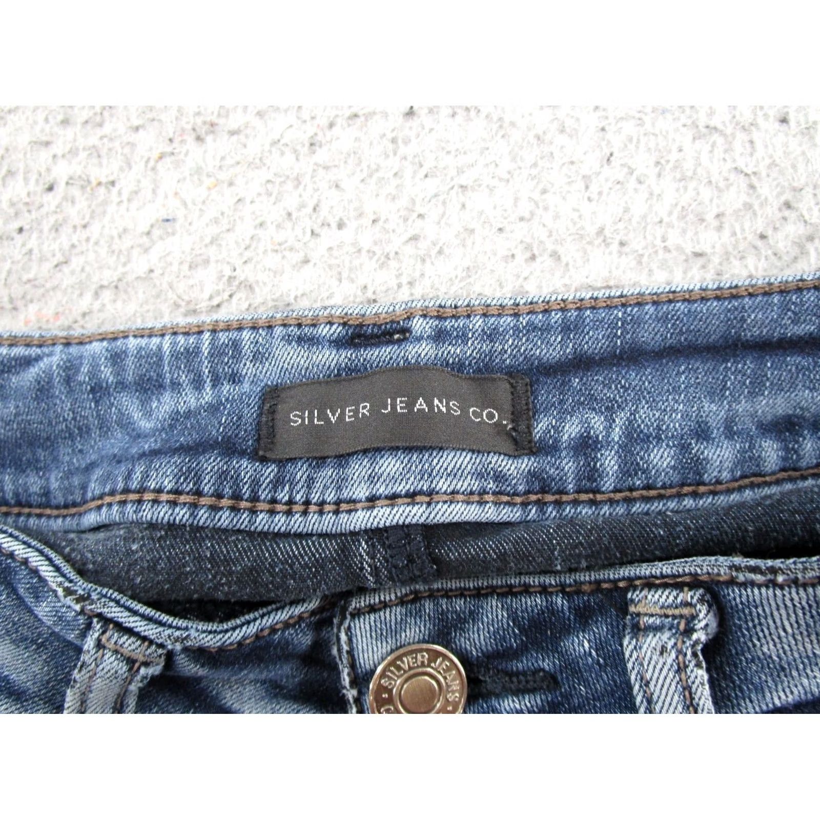 Silver Jeans Co. Silver Jeans Co Blue Stretch Elyse Straight Leg Jeans Womens Size 24x29 Size 42" / US 20 - 4 Thumbnail