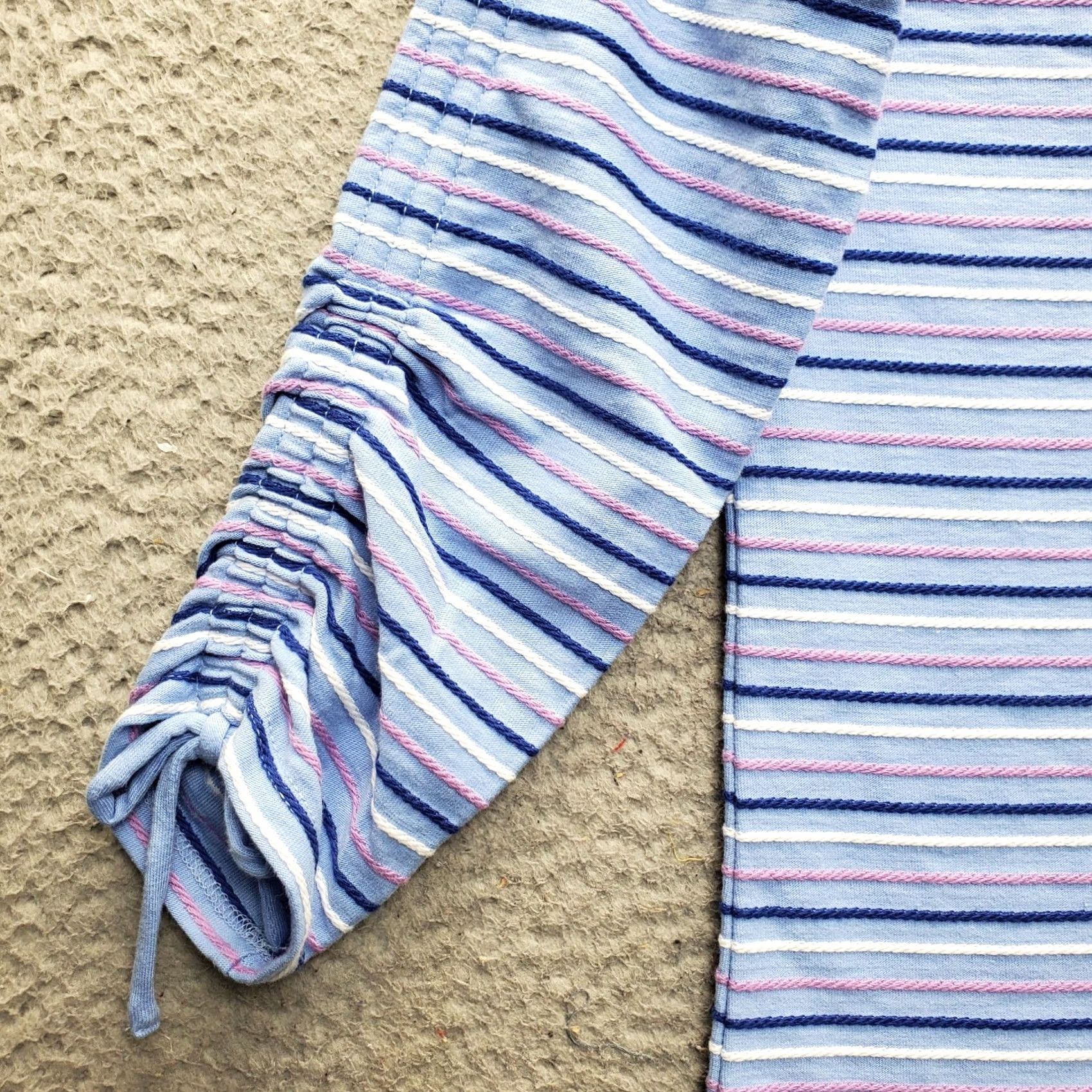 Talbots Talbots Womens Shirt Petite P Striped Ruched 3/4 Tie Sleeve Boat Neck Multicolor Cotton T-Shirt Size PP Womens Size XXS / US 00 / IT 34 - 8 Thumbnail
