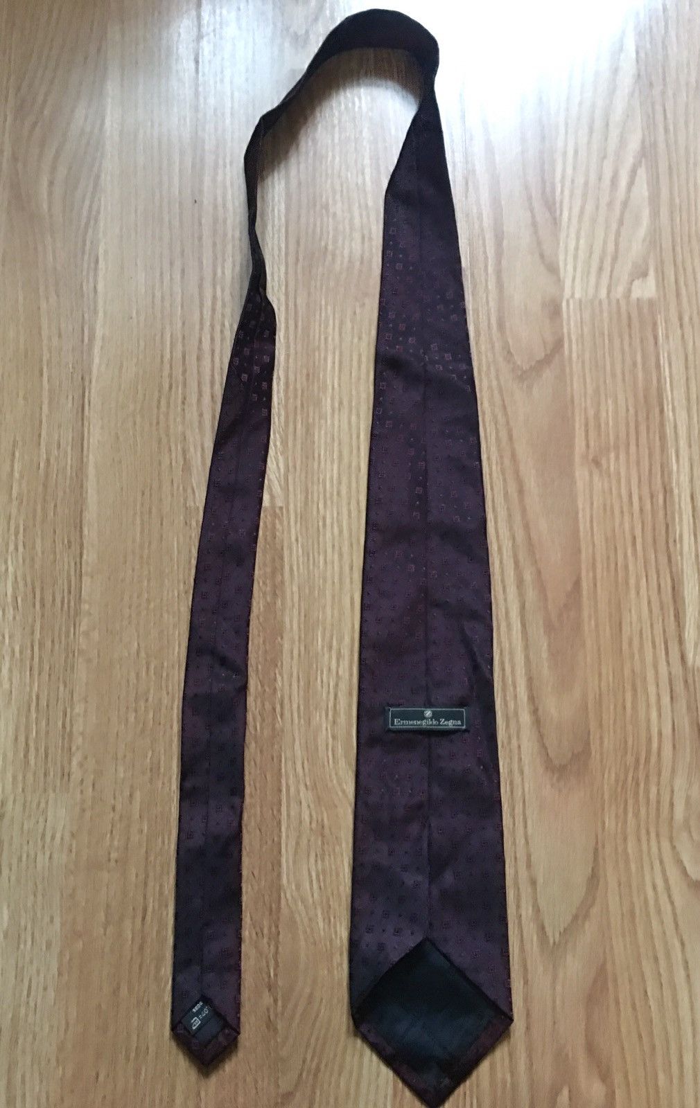 Ermenegildo Zegna Ermenegildo Zegna Burgundy Geometric Print Classic Silk Tie Size ONE SIZE - 6 Thumbnail