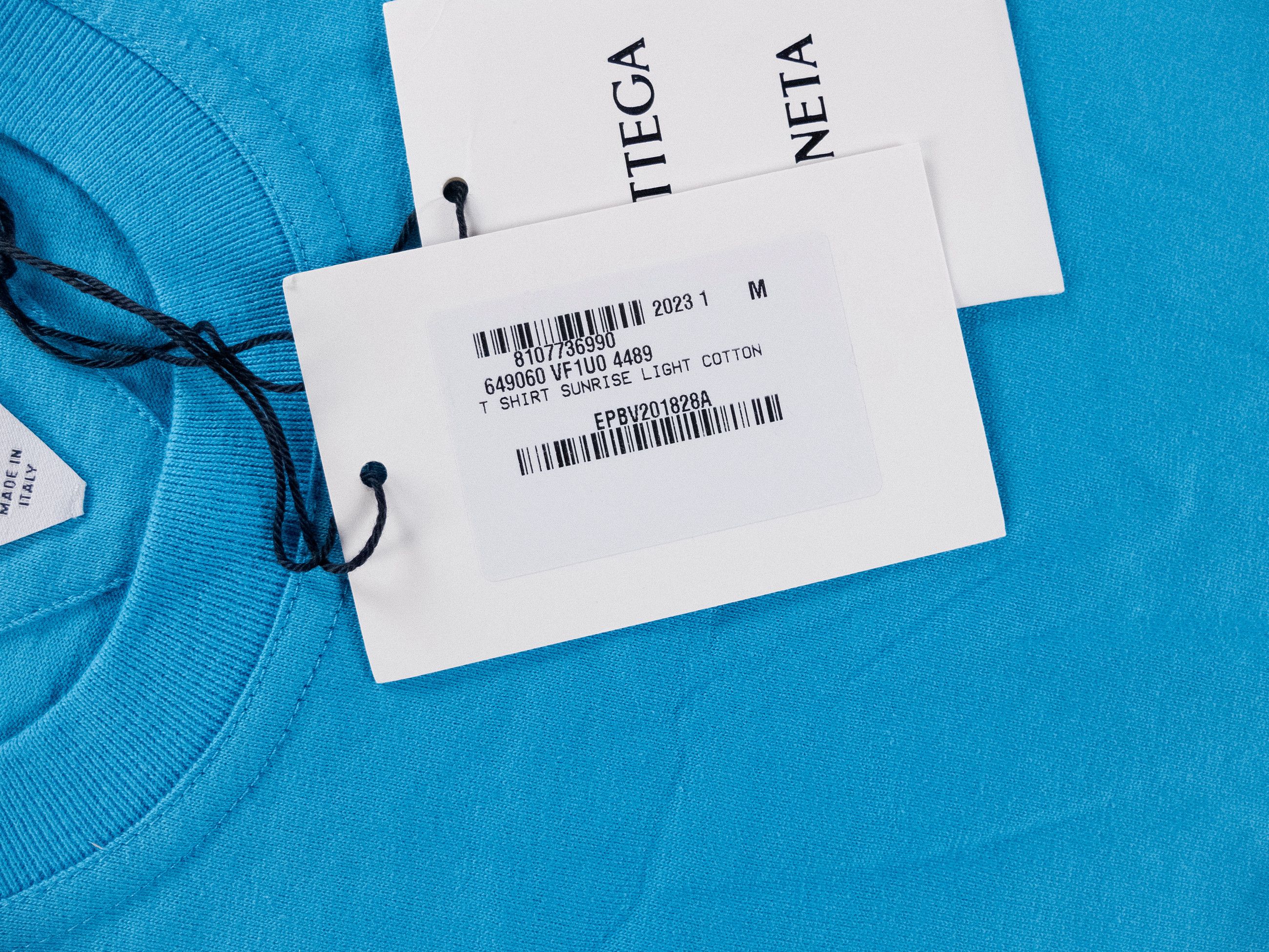 Bottega Veneta BOTTEGA VENETA Sunrise solid blue cotton t-shirt Medium q Size M / US 6-8 / IT 42-44 - 4 Thumbnail