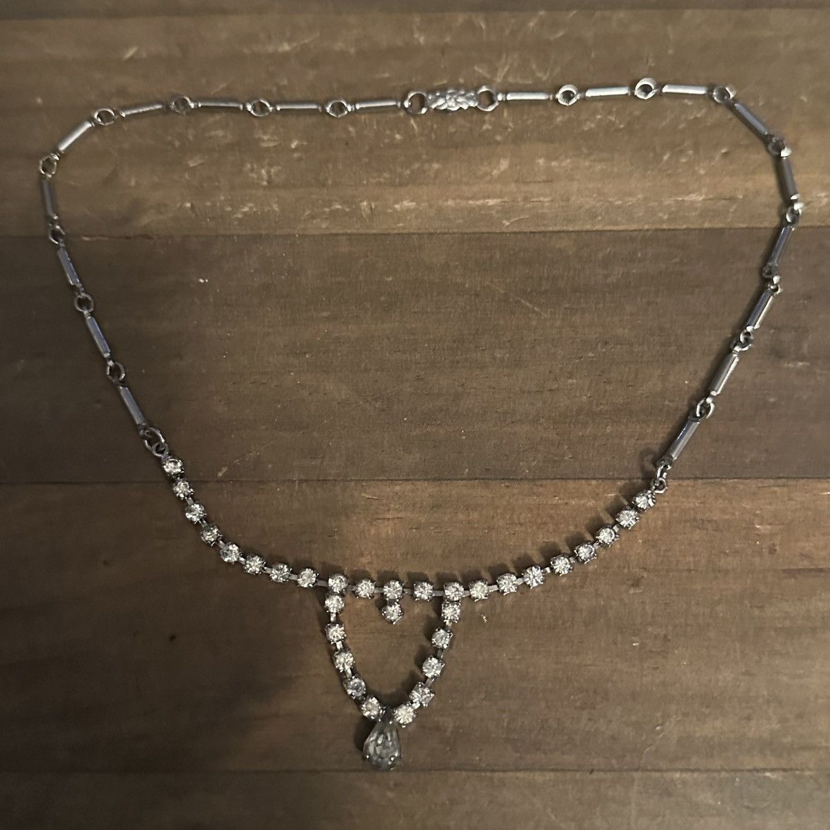 Vintage Vintage silver tone rhinestone chain necklace Size ONE SIZE - 2 Thumbnail