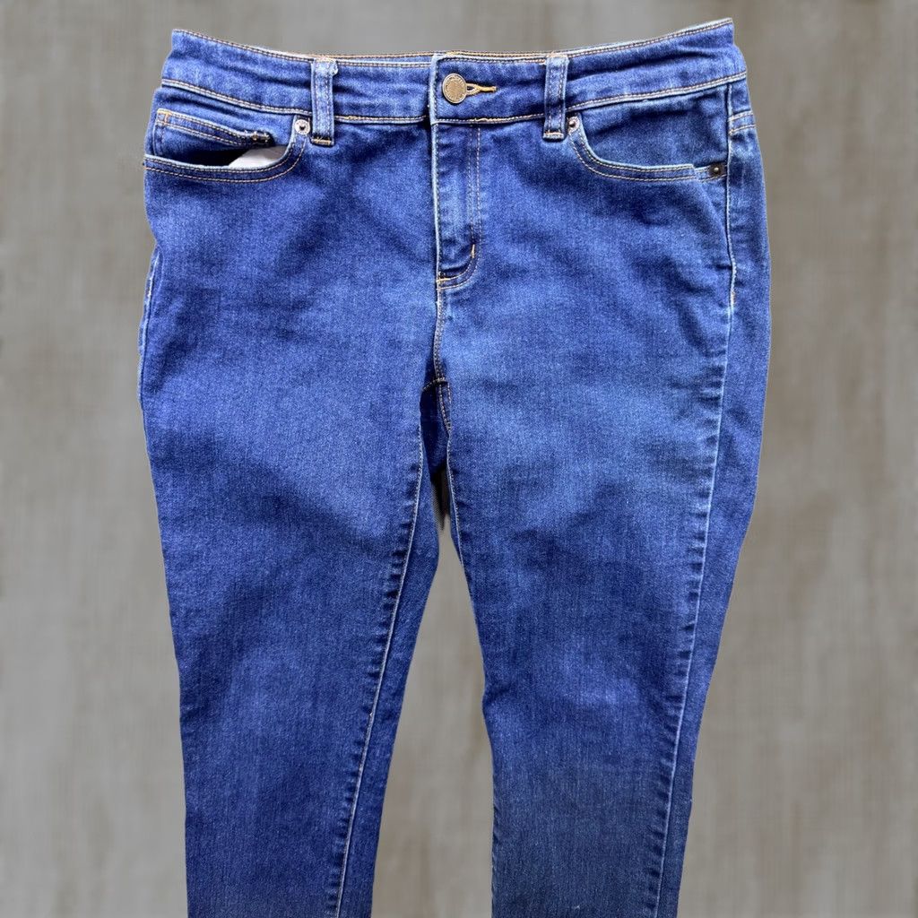 Michael Kors Michael Kors Womens Jeans Blue Wash Skinny Size 28 Slim Rise Mid Denim Spandex Cotton Blend Stretch Pockets Logo Button Zip Size 27" / US 4 / IT 40 - 1 Thumbnail