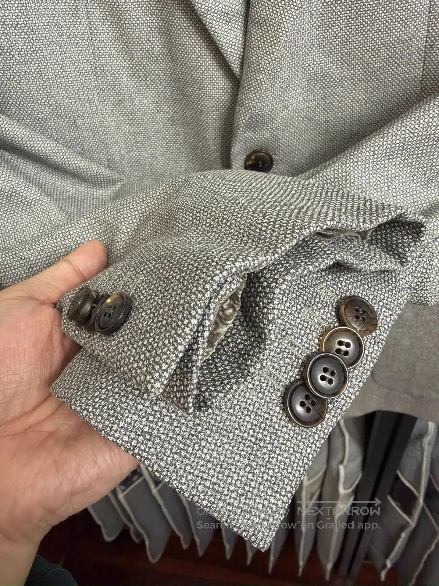 Giorgio Armani Gray Textured Blazer with Button Closure. Size US M / EU 48-50 / 2 - 9 Thumbnail