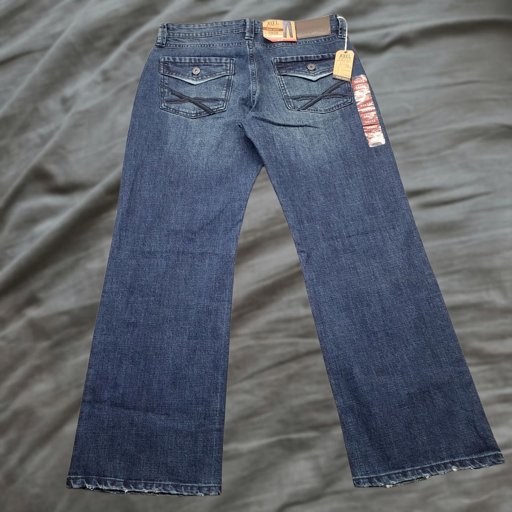 Denime Axel Slim Boot Jeans Men’s 34/32 Blue Denim Dark Wash Stretch Flat Front Size US 34 / EU 50 - 1 Thumbnail