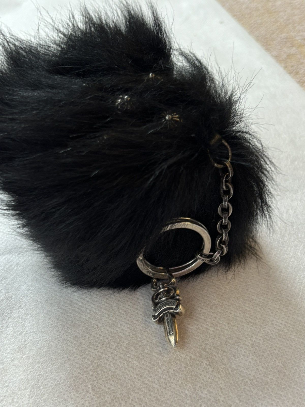 Chrome Hearts VIP dagger silver fur dice key chain charm Size ONE SIZE - 3 Thumbnail