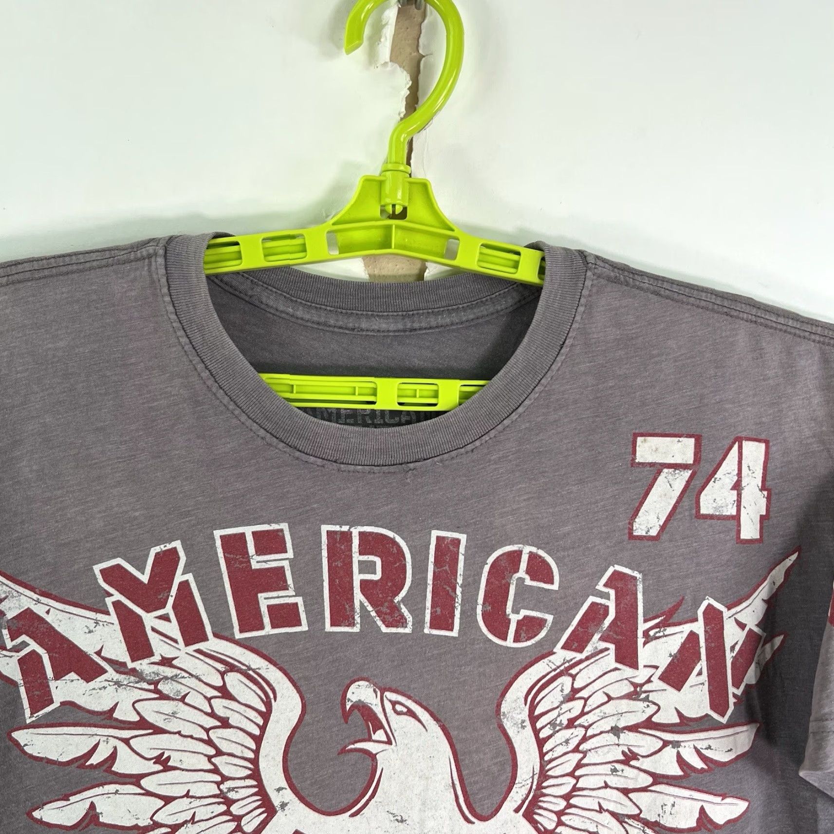 Affliction Affliction Shirt Mens XL Gray American Fighter 74 AOP Flag Crew Neck Short Sleeve Graphic Print Logo Vintage: No Size US XL / EU 56 / 4 - 4 Thumbnail