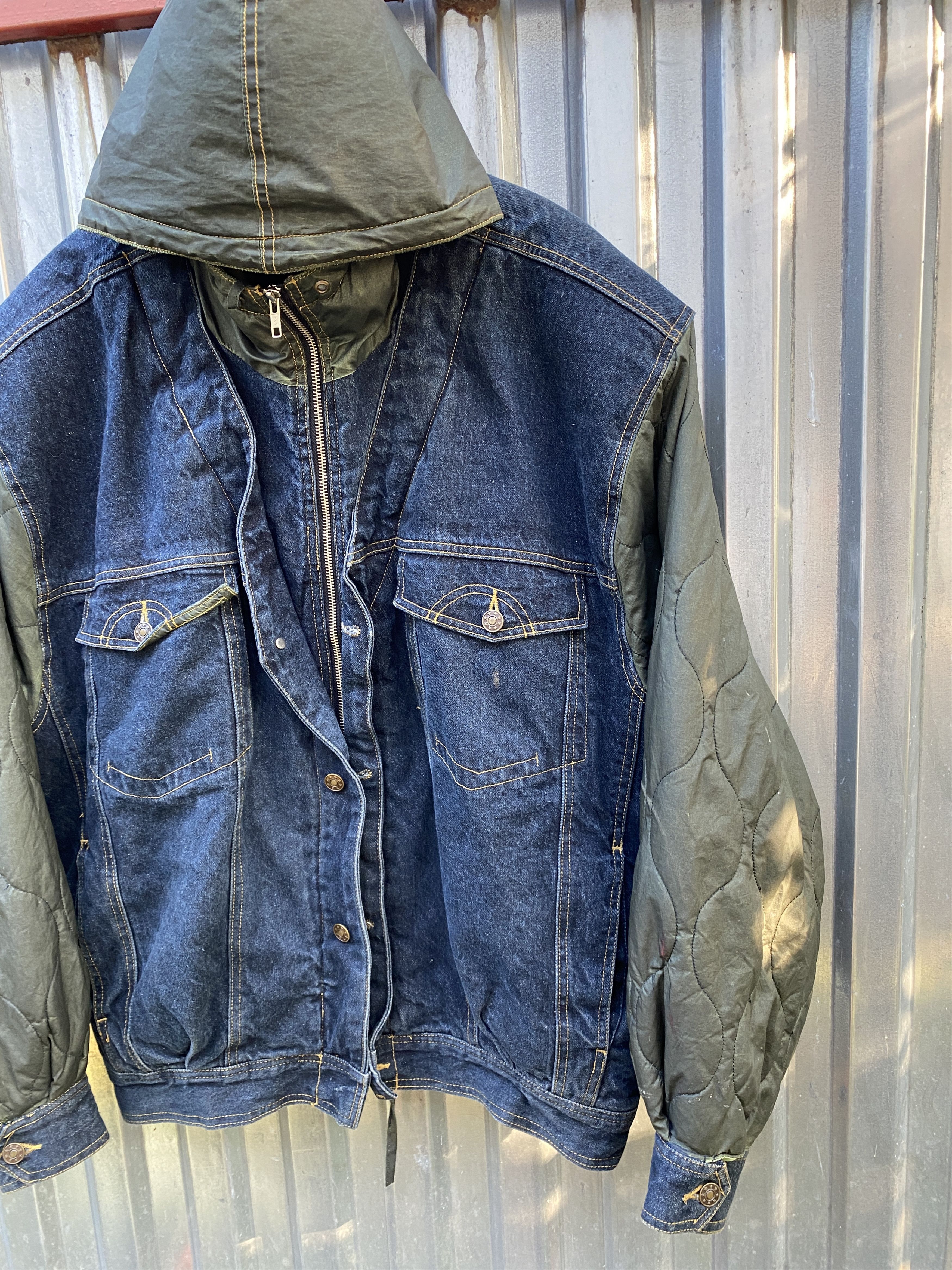 Japanese Brand × Rap Tees RARE🔥VINTAGE PELLE PELLE STYLE DENIM/PUFFER JACKET RAP 90S Size US L / EU 52-54 / 3 - 1 Thumbnail