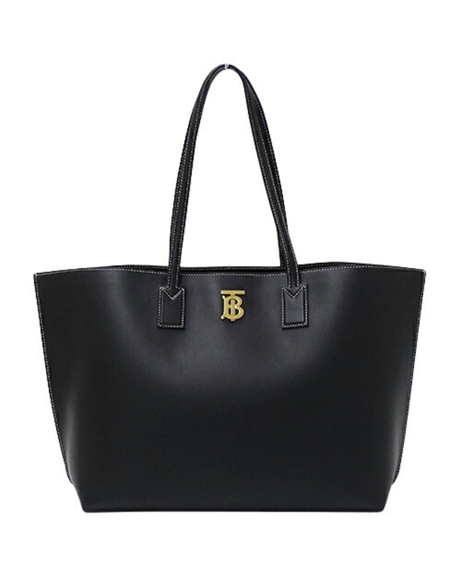 image of Burberry Sophisticated Black Leather Medium Tote Bag, Women's