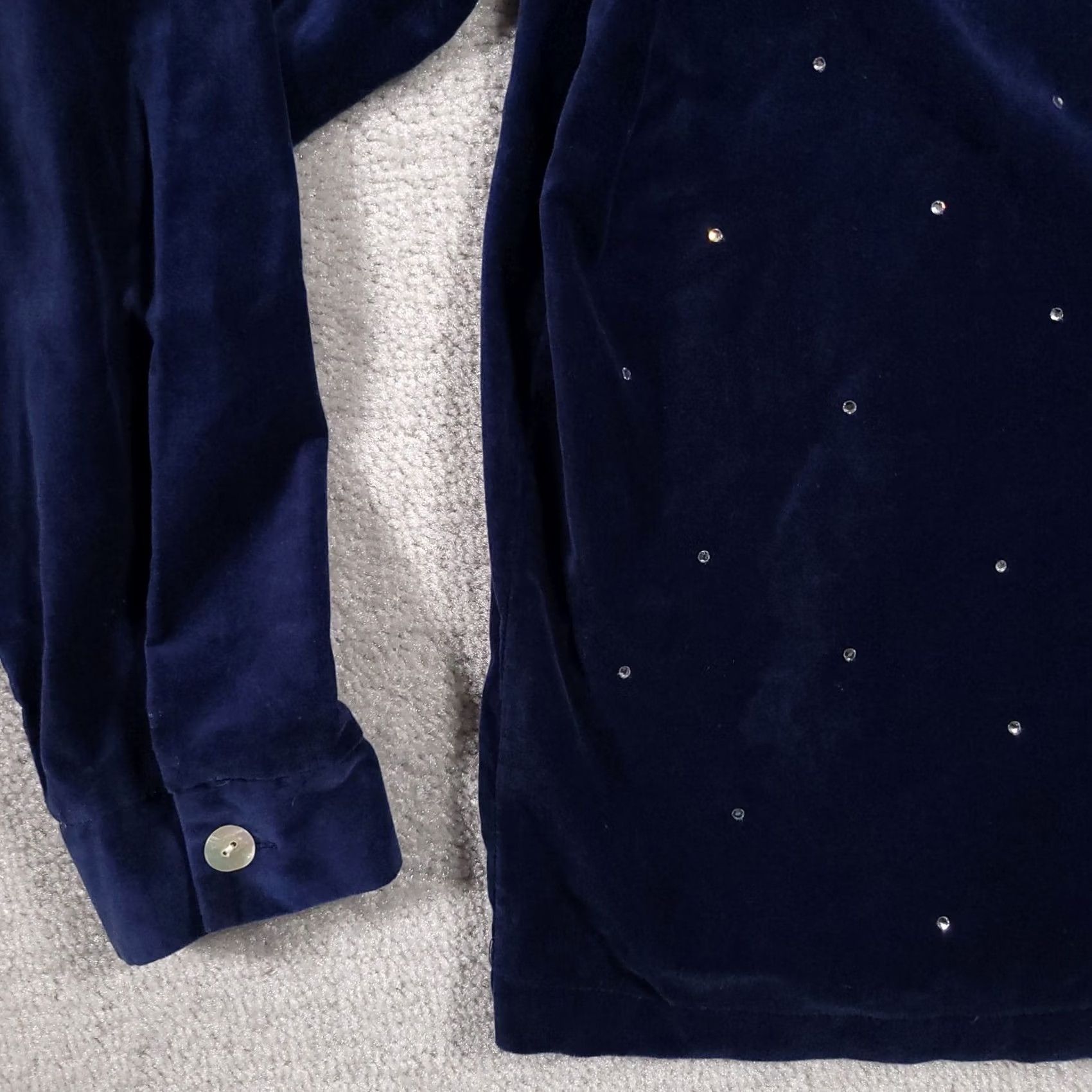 Quacker Factory VINTAGE Quacker Factory Zip Jacket Women's Medium Blue Long Sleeve Rhinestone Studded Jacket Size M / US 6-8 / IT 42-44 - 6 Thumbnail