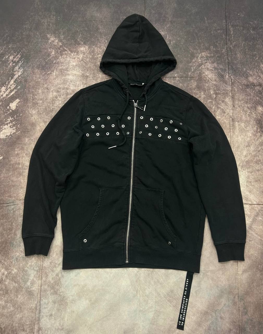 Diesel Diesel Black Eyelet Hoodie – Grommet Detail Japanese Style Size US XL / EU 56 / 4 - 1 Thumbnail
