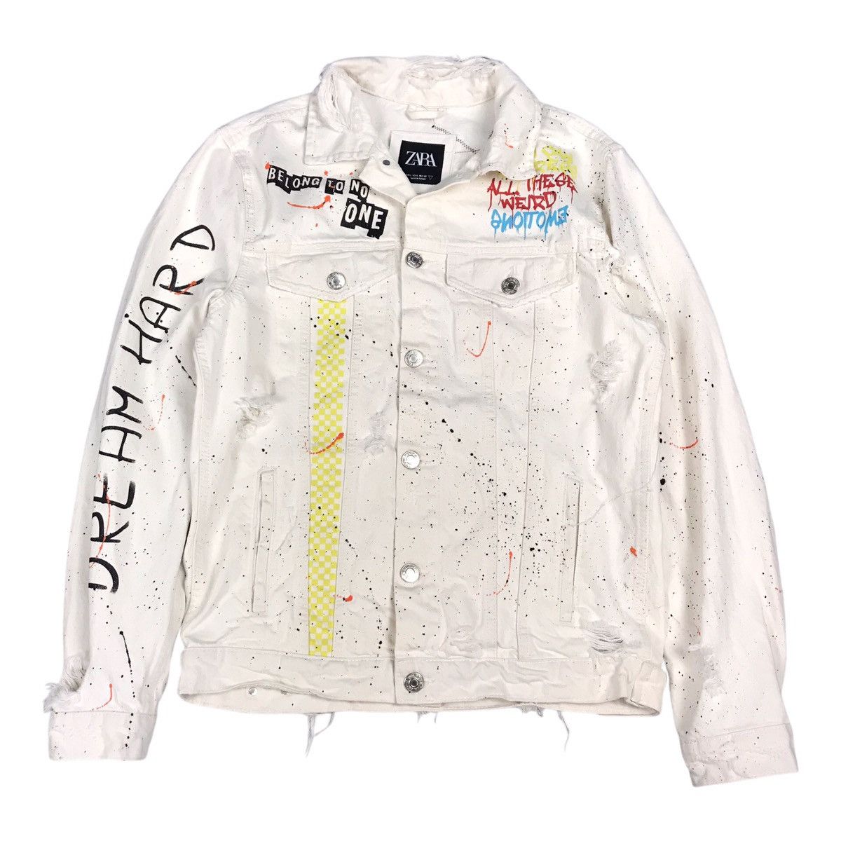 Zara distressed punk button denim jacket