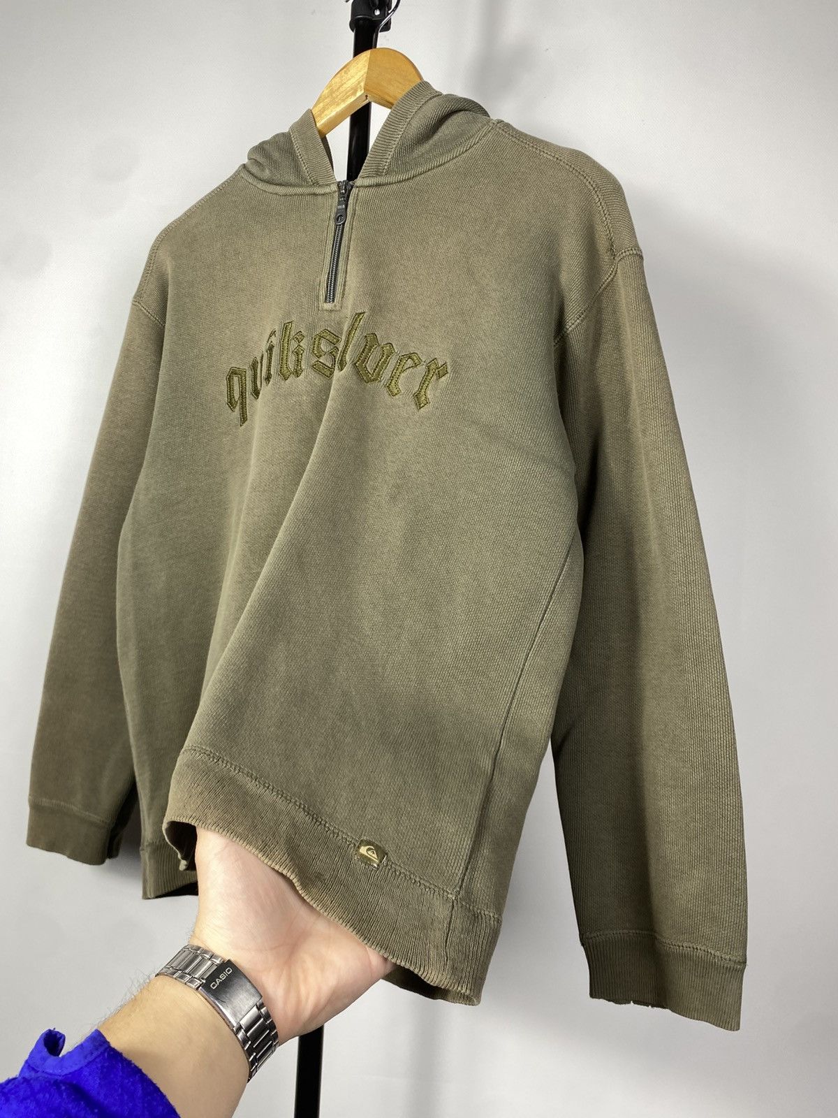 Quicksilver × Vintage Vintage 90s Faded Quicksilver 1/4 Big Logo Surf hoodie Size US S / EU 44-46 / 1 - 3 Thumbnail