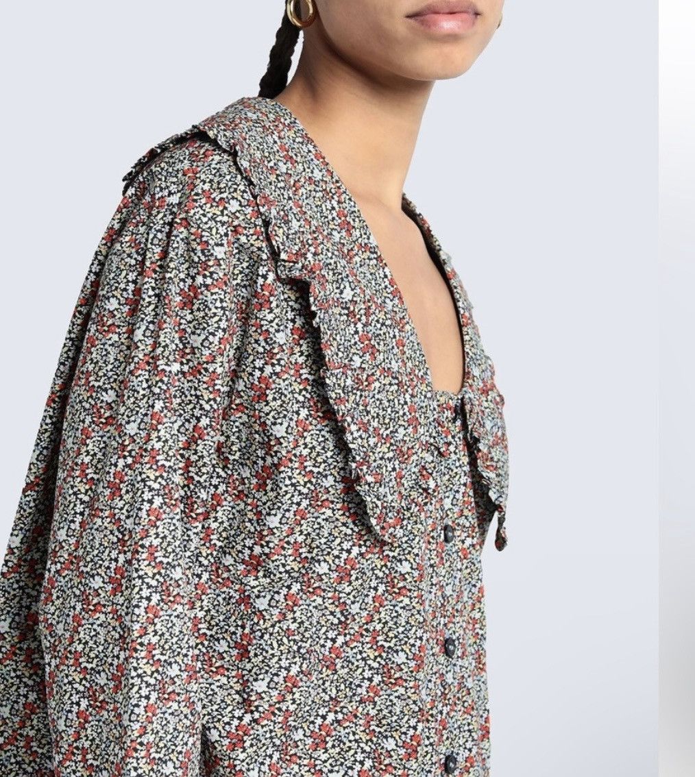 Ganni GANNI Printed Cotton Poplin V-neck Frill Collar Wide Shirt Size S / US 4 / IT 40 - 4 Thumbnail