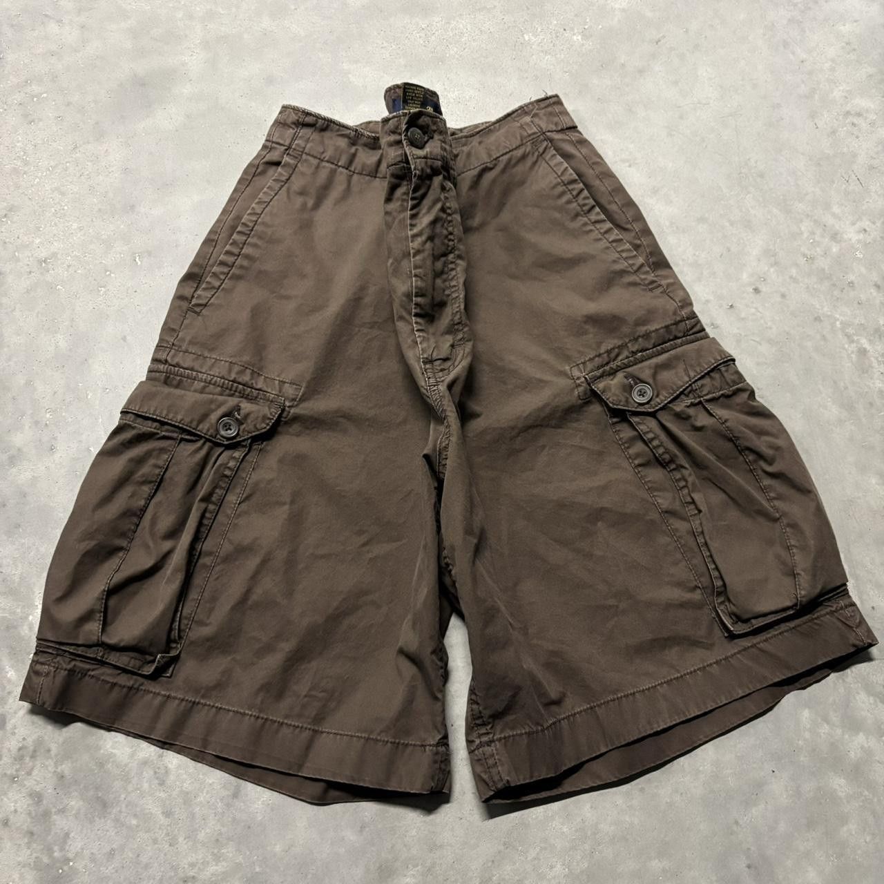 Japanese Brand × Vintage Crazy Vintage Y2K/2000s Baggy Brown Skater Cargo Shorts! Size US 36 / EU 52 - 1 Thumbnail