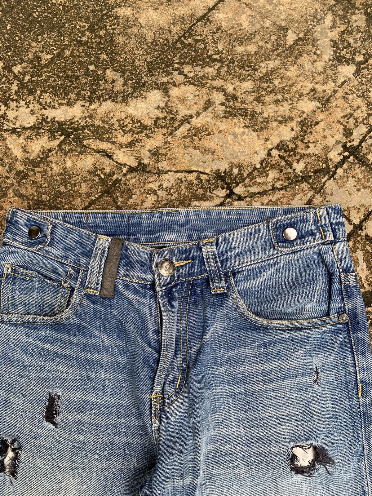 If Six Was Nine × Japanese Brand 2000s Ghost Brand Technical Disstressed Style Jeans Pants Size 29" - 3 Thumbnail