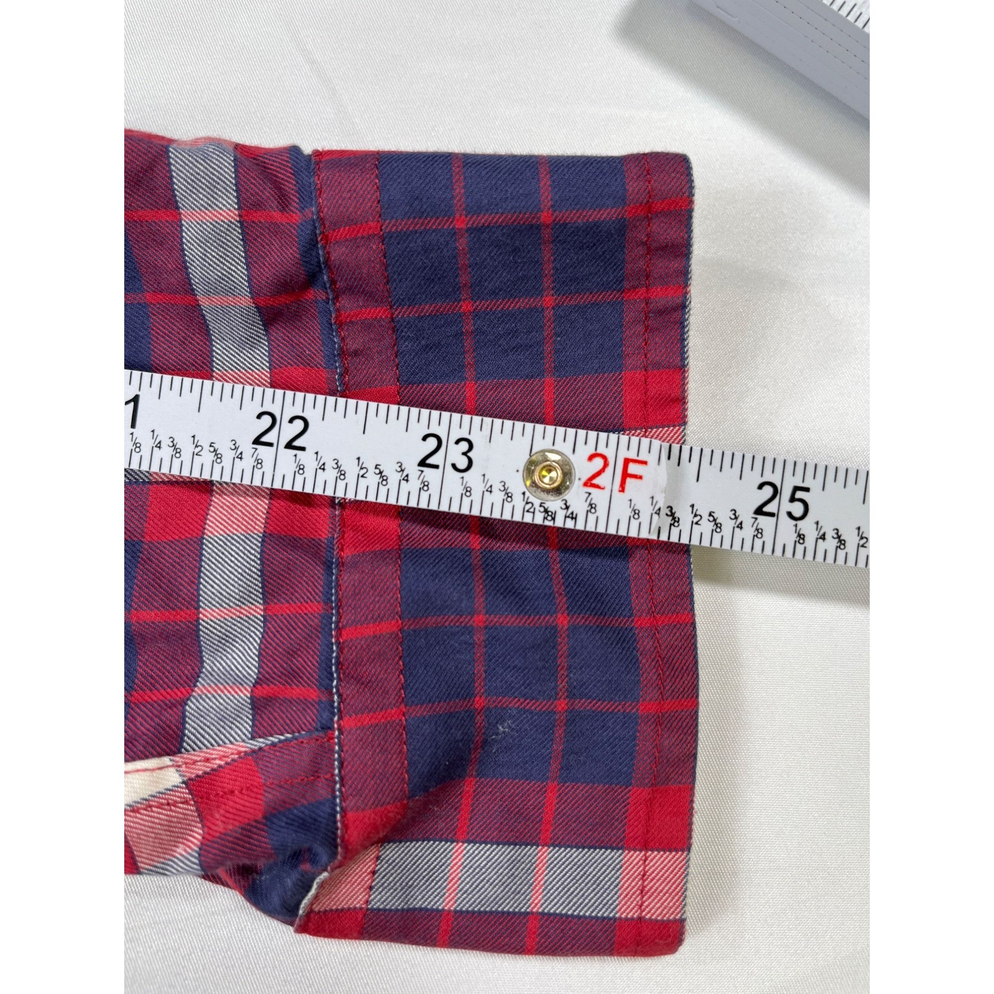 L.L. Bean L.L.Bean SKU 7658 Mens Red and Blue Plaid Long Sleeve Button Size US L / EU 52-54 / 3 - 8 Thumbnail