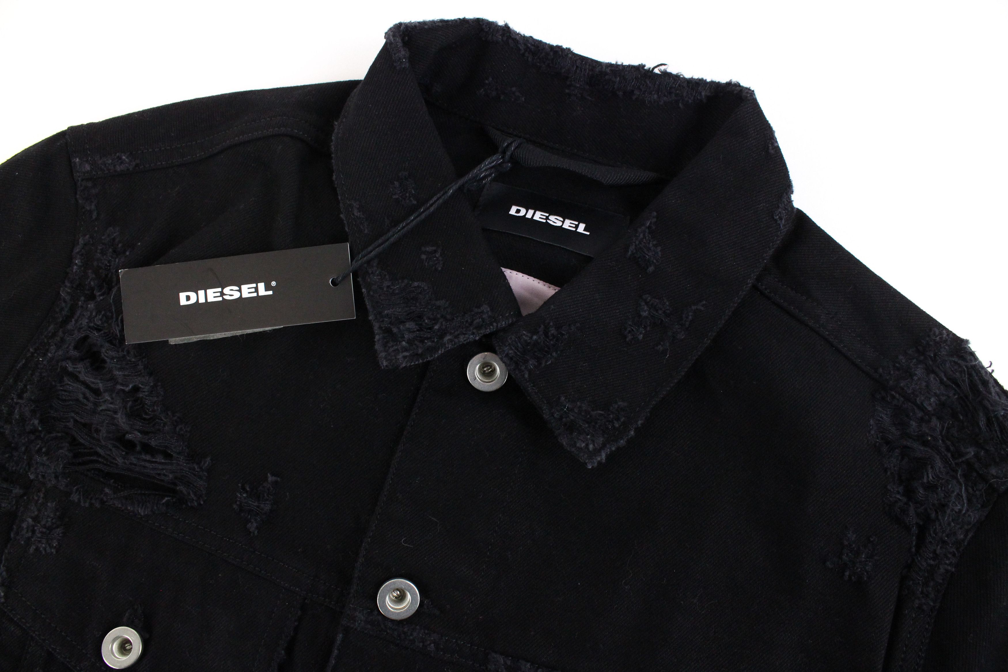 Diesel DE-VISTY 084WA S Black Cotton Ripped Jacket 55631 Size S / US 4 / IT 40 - 4 Thumbnail
