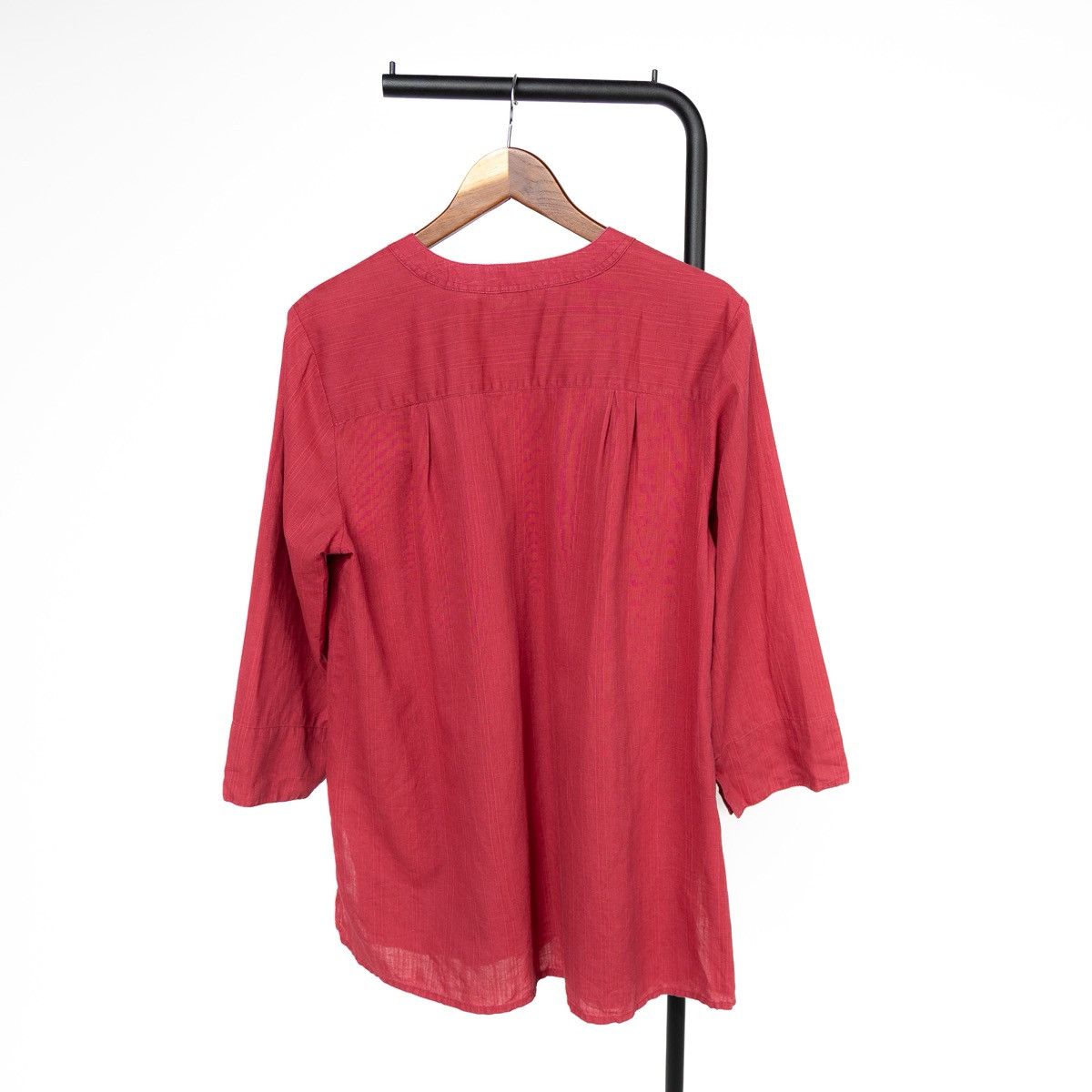Gudrun Sjoden Gudrun Sjoden Linen Tunic Top Red Pink Button 3/4 Sleeve Size M / US 6-8 / IT 42-44 - 2 Thumbnail