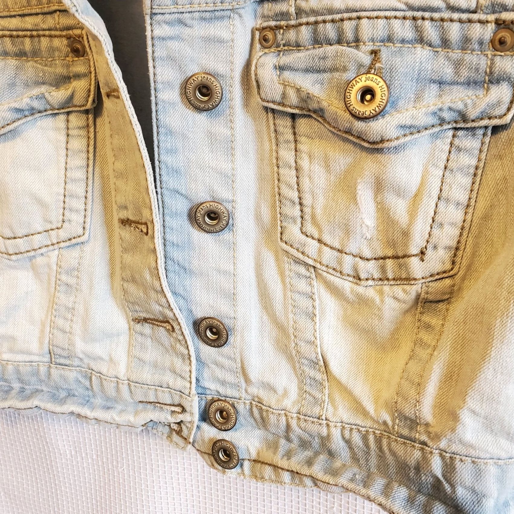 Denime Highway Jeans Womens Large Light Washed Denim Crop Vest Biker Western 70s Vtg Size 36" / US 14 / IT 50 - 3 Thumbnail