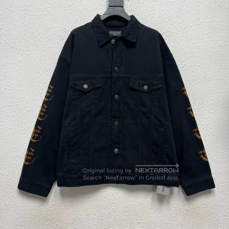 Balenciaga Balenciaga Sanskrit Destroyed Denim Jacket Size US M / EU 48-50 / 2 - 1 Thumbnail