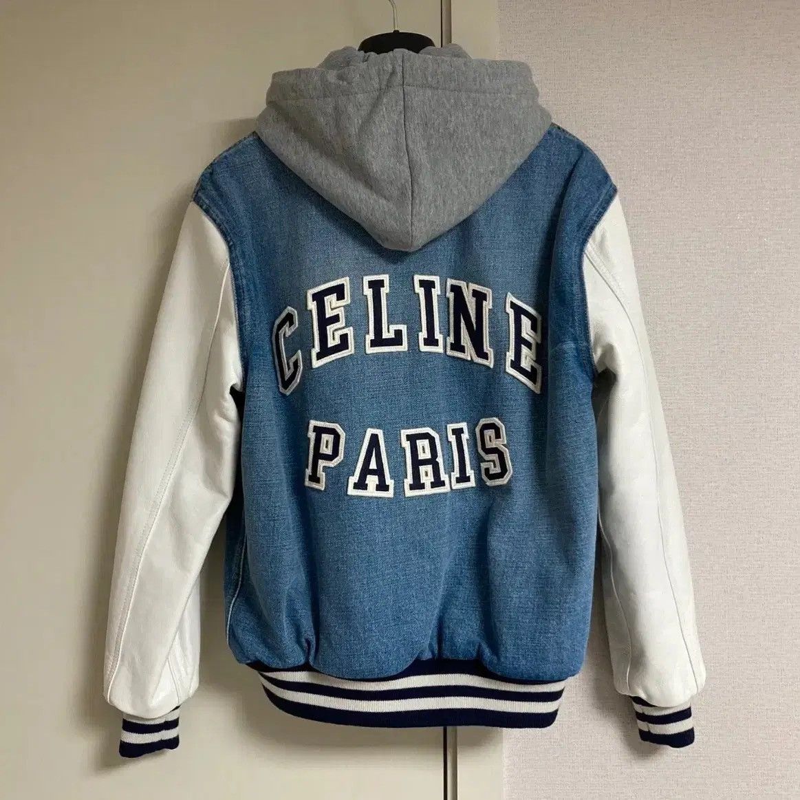 Celine Celine 24SS leather sleeve denim varsity jacket sz XS Size US XS / EU 42 / 0 - 3 Thumbnail