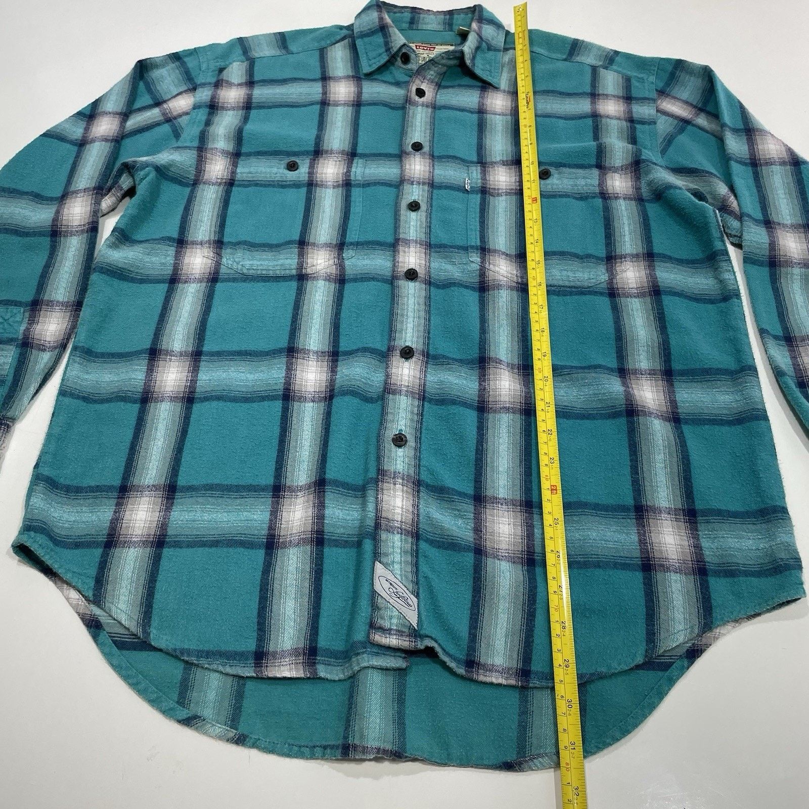 Levi's VTG Levi's Men’s M Teal Blue Shadow Plaid Flannel Shirt Size US M / EU 48-50 / 2 - 5 Thumbnail