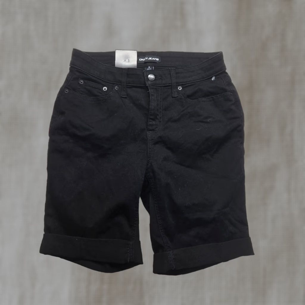 DKNY DKNY Jeans Black Denim Hi Rise Bermuda Shorts Womens S Small Regular 5-Pocket Logo Patch Back Solid Inseam 8in Cotton Blend Denim Summer Casual So on Size 28" / US 6 / IT 42 - 1 Thumbnail