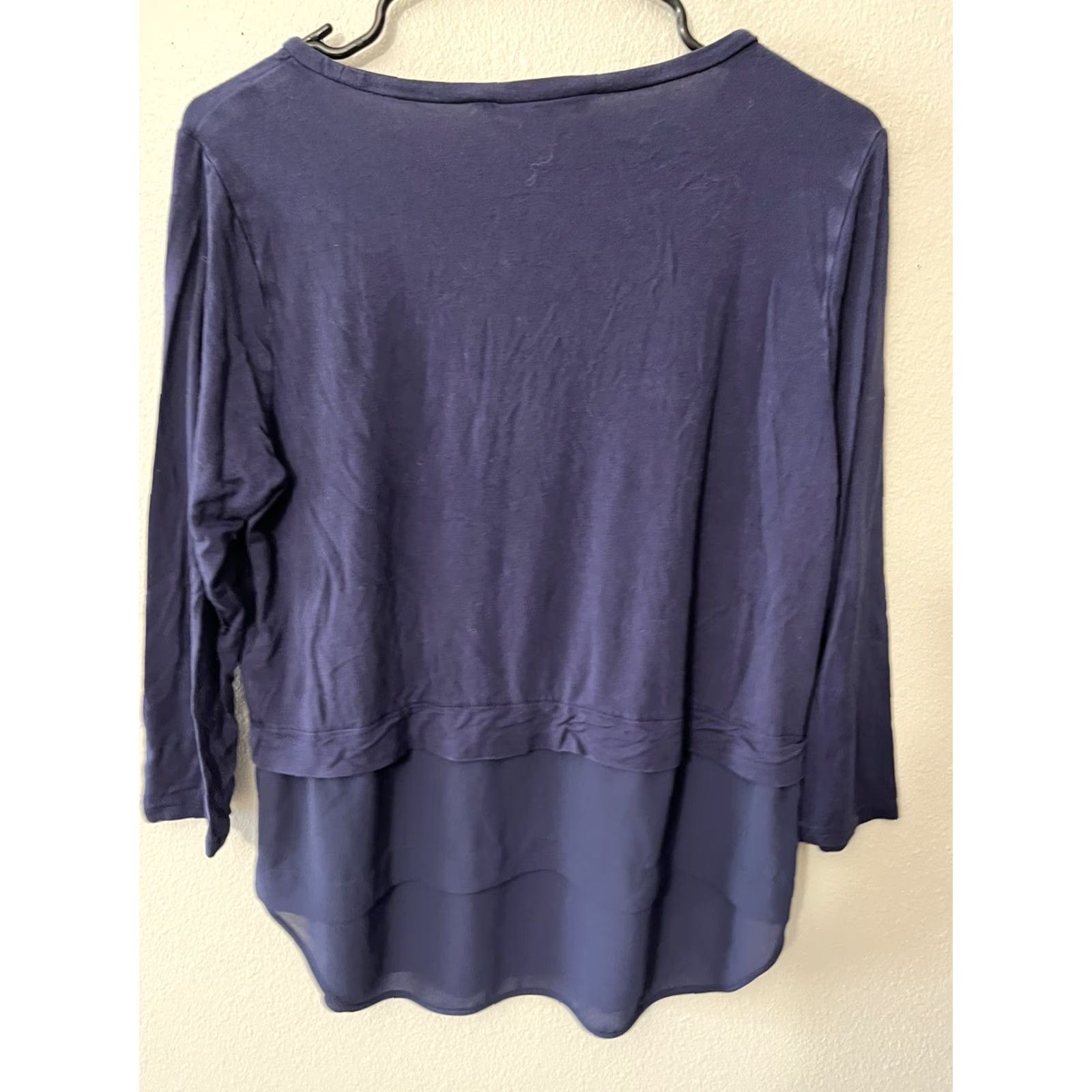 Michael Kors Michael Kors Womens Top Blouse 3/4 Sleeve V-Neck Lightweight Chiffon Blue S Womens Shirts Classic Designer Tunic Size S / US 4 / IT 40 - 3 Thumbnail