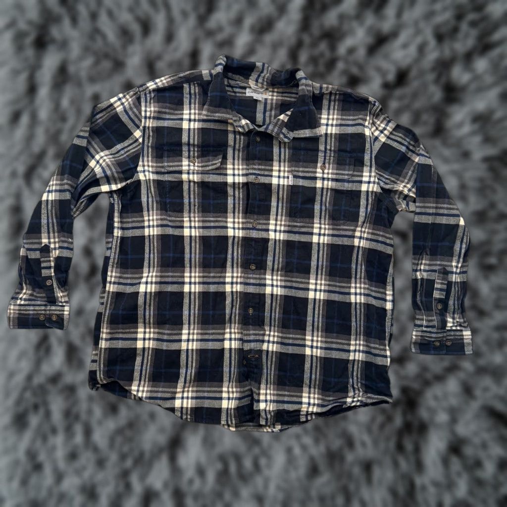 Carhartt VINTAGE Carhartt Shirt Mens 2XL Black Blue Plaid Flannel Original Fit Button Up Cotton Size US XXL / EU 58 / 5 - 1 Thumbnail