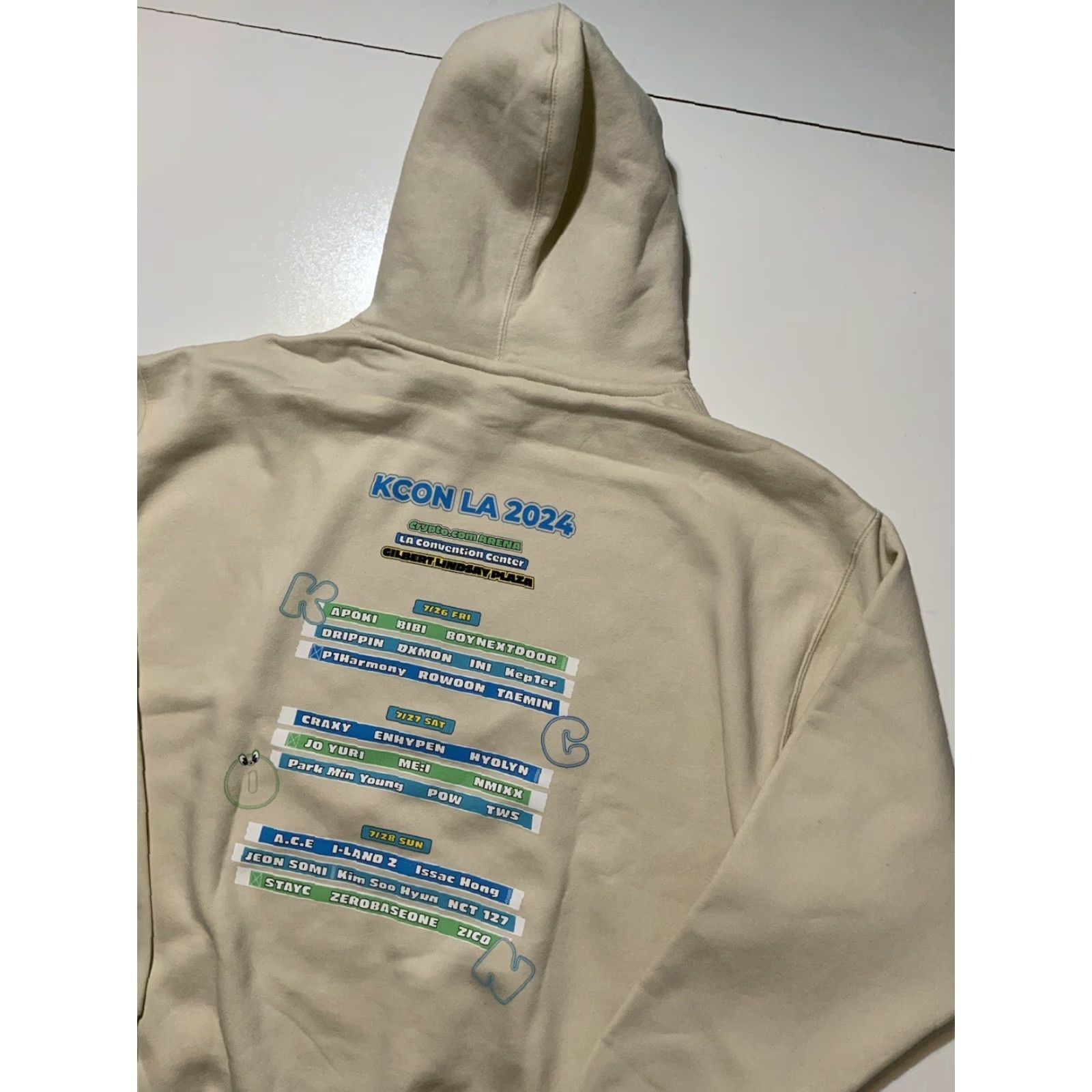 Vintage KCON Los Angeles 2024 K Pop Artist Festival Merch Lineup Pullover Hoodie Sz. XL Men Beige Size US XL / EU 56 / 4 - 4 Thumbnail